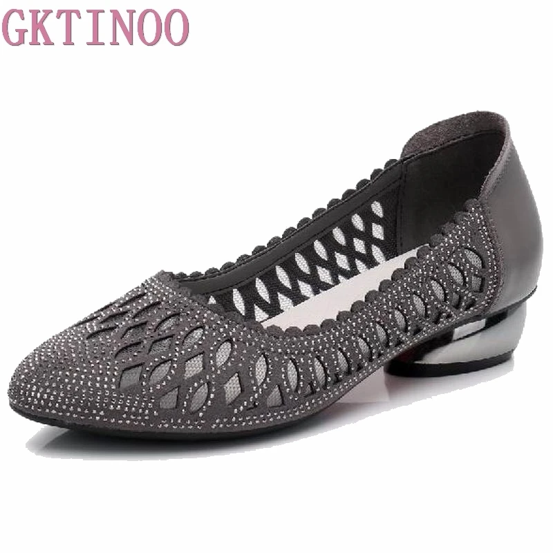 Summer Women Shoes Genuine Leather Flats Casual Shoes Women Cut-Outs Female Flat Sandals Shoes