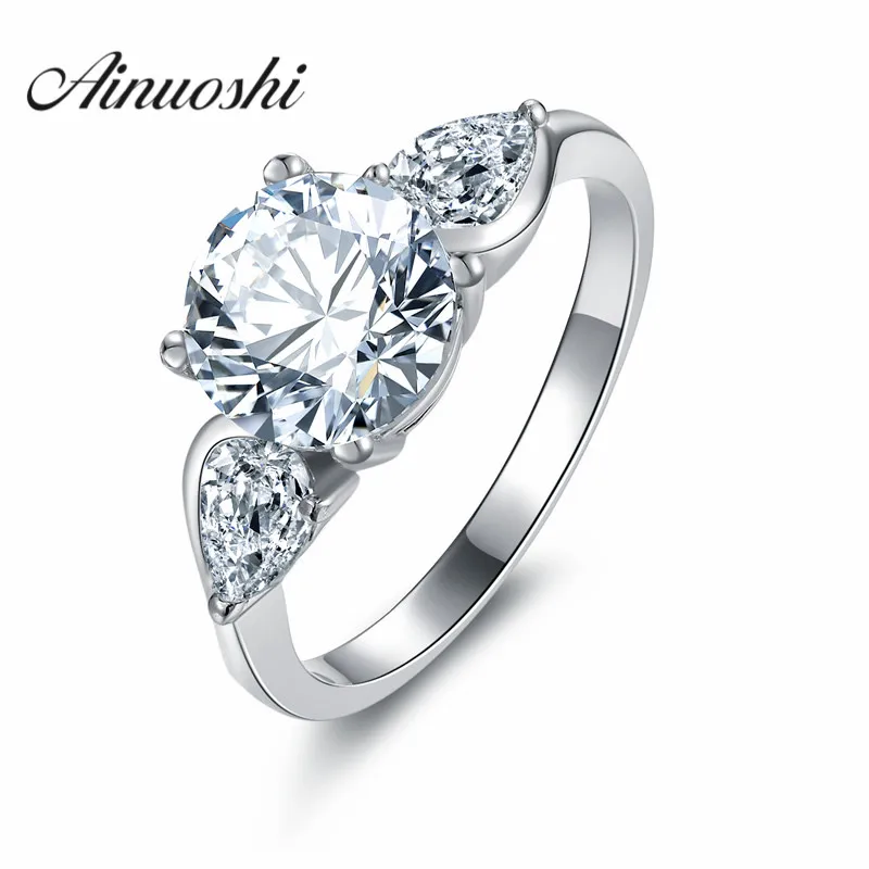 

Classic Round Cut Star Brilliant Sona Ring 3 Stones Engagement Ring for Women 925 Sterling Silver Women Girl Party Lover Gift