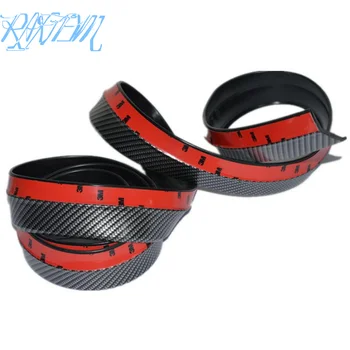 

2.5M Black Soft Carbon Fiber Car Rubber Bumper Strip Outside Bumper Exterior Front Bumper Lip Kit Car bumper Strip Hot Sale