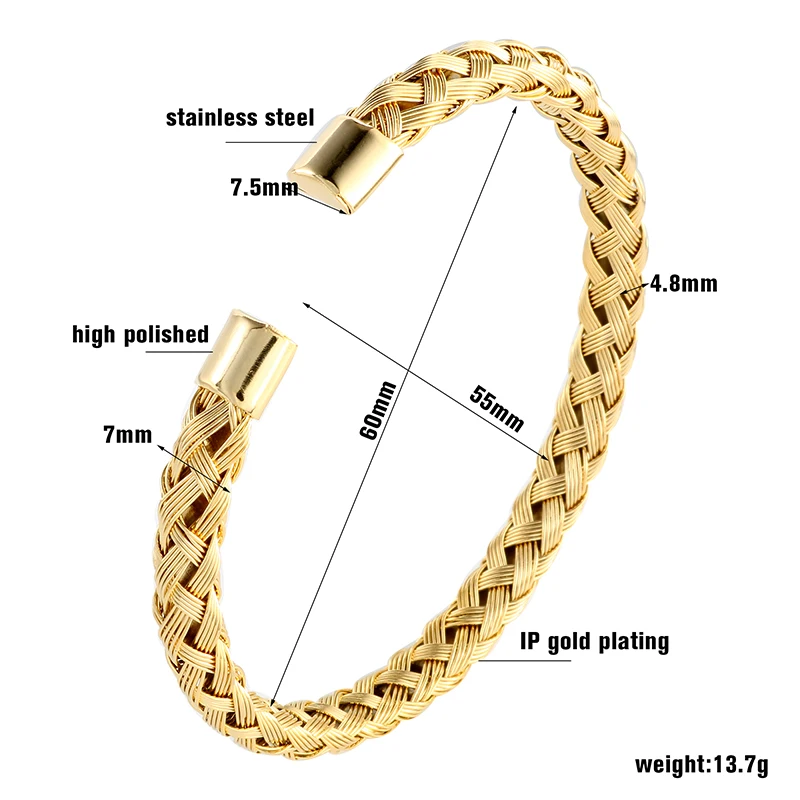 Высокое качество 316L браслеты из нержавеющей стали и браслеты золотого и серебряного цвета с проволочной проволокой браслеты-манжеты для женщин и мужчин ювелирные изделия