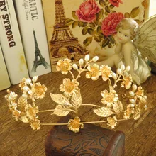 Bride jewelry new leaf gold baroque crown head decoration wedding photo studio wedding accessories