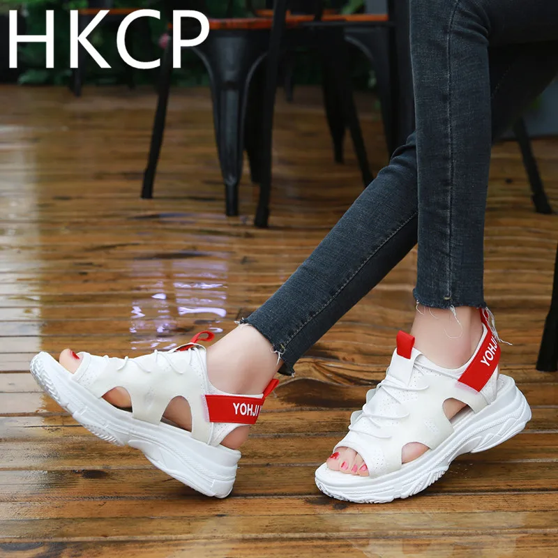 

HKCP Fashion 2019 summer new open-toe sports sandals women's mesh top breathable platform sandals platform shoes C251