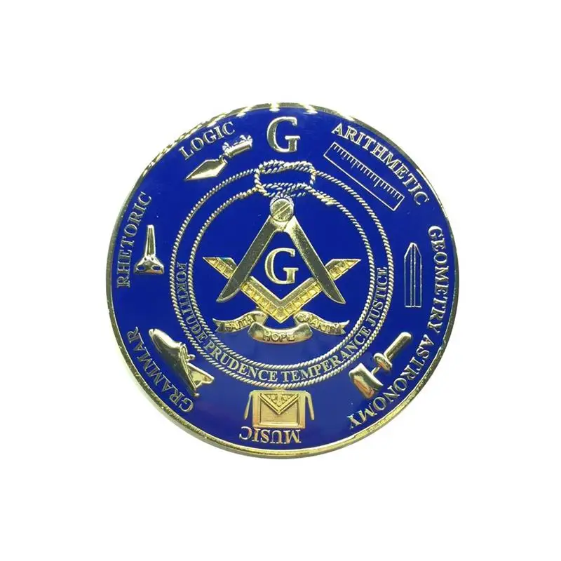 

3" Masonic Car Emblem Gold Black/Blue Ring 3D Mini Tools Mason Auto Truck Motorcycle Decal Sticker Badge With Red Adhesive