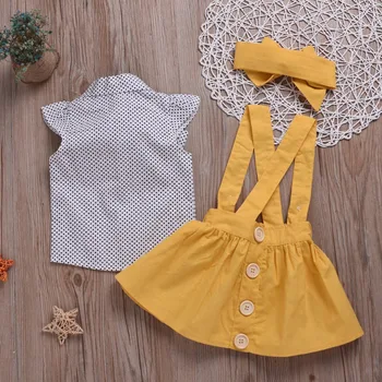 HE Hello Enjoy Girls Clothing Sets Girl Polka Dot Bowknot sleeveless Tops Suspender Princess Skirt Baby Girls Suits Kids Clothes 5