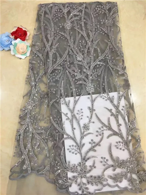 Nigerian Tulle Lace Sequin Fabric Gray High Quality African New Guipure X3 | Дом и сад