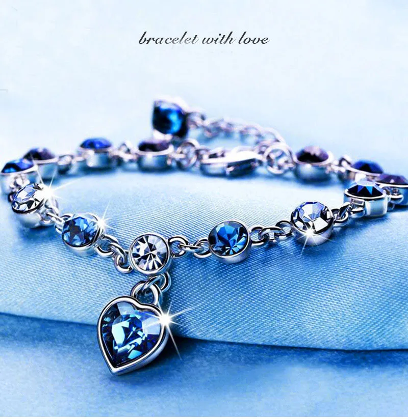 Girls Crystal Bracelet Australia, Ocean Heart Love Heart Shaped