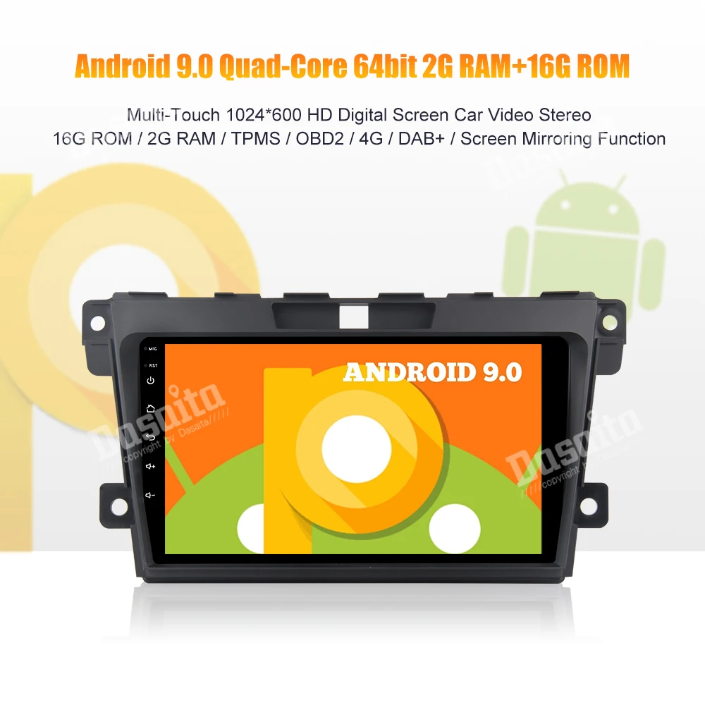 Best Android 9.0 Car 1 din Stereo  for Mazda CX7  with canbus GPS Car Radio Bluetooth 9" IPS Multi Touch Screen 0