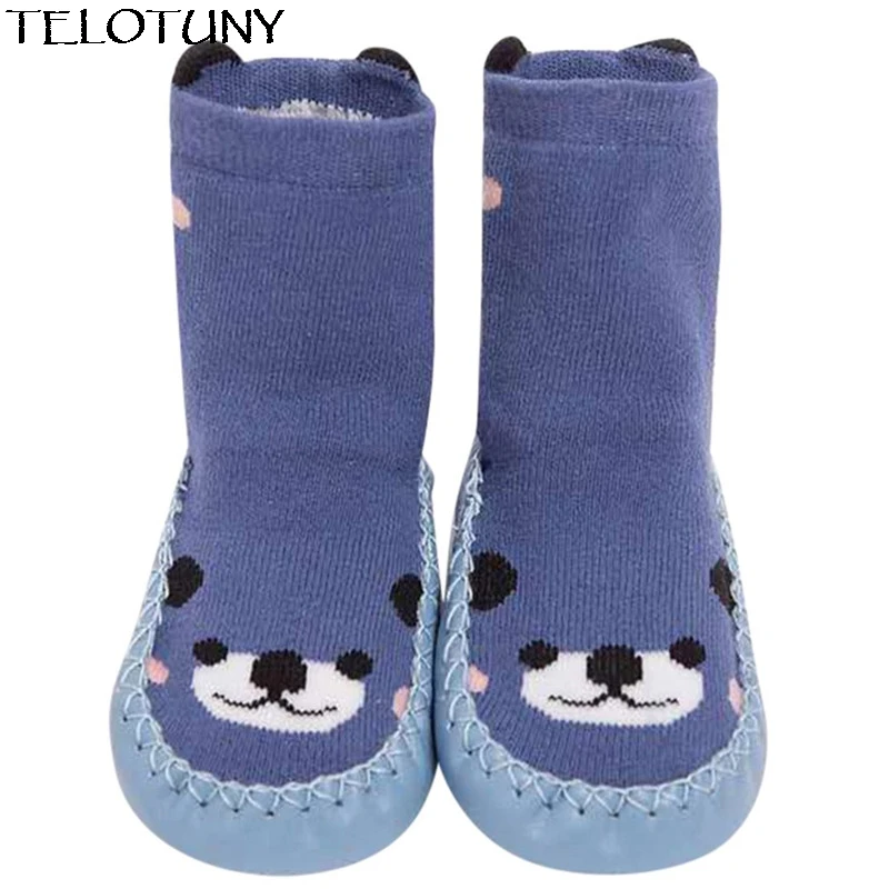 TELOTUNY г., модные детские толстые теплые нескользящие носки с рисунками животных для маленьких девочек и мальчиков ZY20 - Цвет: BU