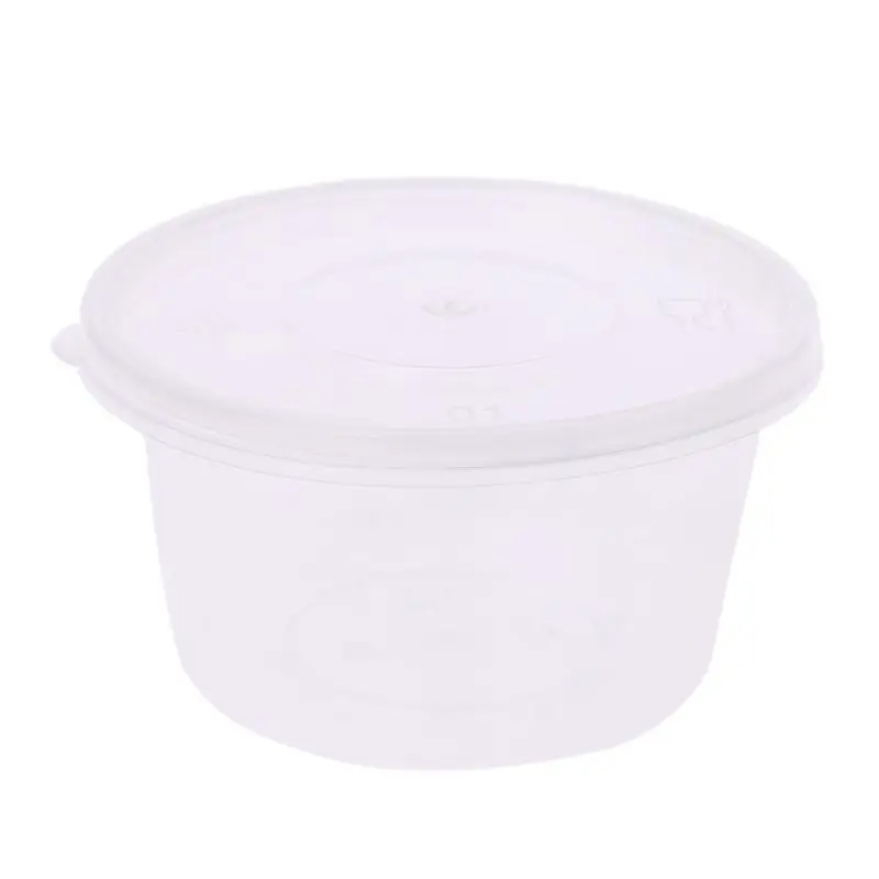 10pcs Kitchen Disposable Plastic Sauce Cup Pot Chutney Container With Lid Slime Storage Box Case 100ml
