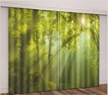 

Green foggy forest pattern 3D window Curtains Living Room office bedroom decorate Cortinas Drapes Rideaux Customized pillowcase