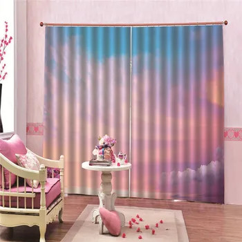 

Pink Sky Decoration Window Curtains For Living Room Bedroom Kitchen Kids 3D Curtains And Blackout Curtains Accessoires Bath