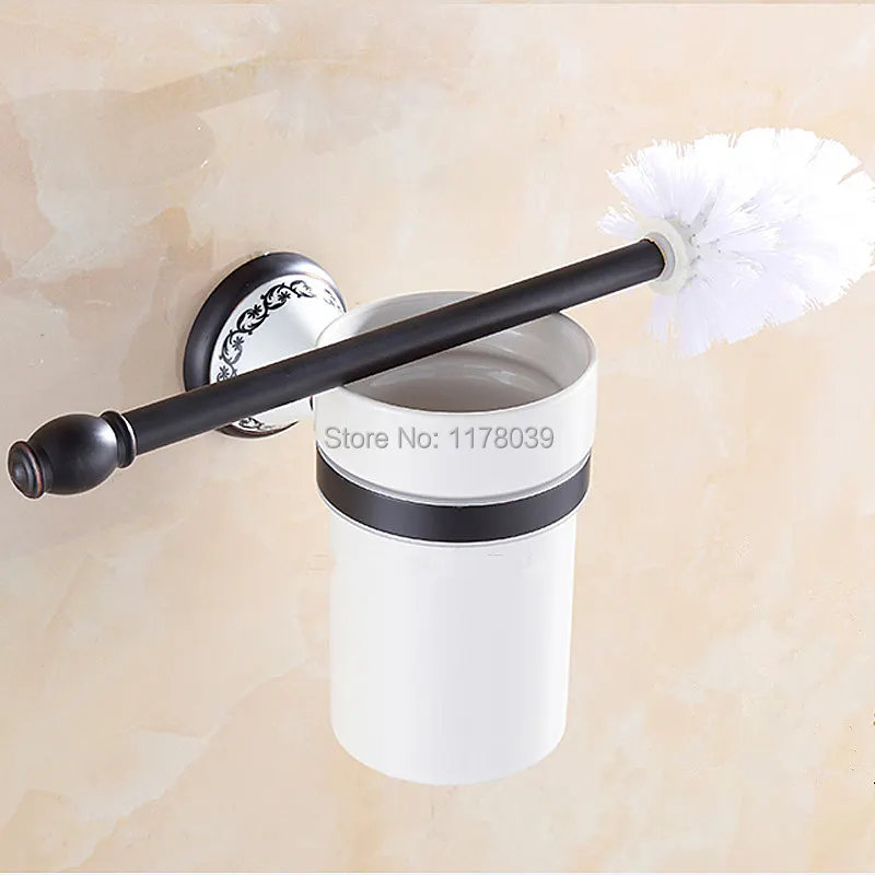 wall mounted bronze antique toilet brush holder,black toilet brush set,porcelain toilet brush