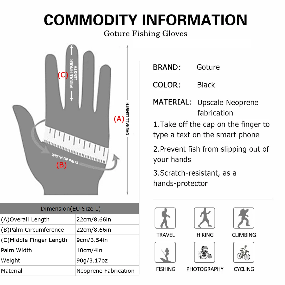 Goture Спорт на открытом воздухе 2 вырезанные пальцы/полный палец перчатки противоскользящие водонепроницаемые Размер L/XL для рыбалки Охота езда Велоспорт