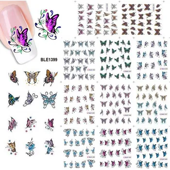 

1PC Nail Stickers BLE Series Water Transfer Decals Colorful Butterfly Pattern 3D Manicure Decal Sticker For Nail Art Decoration