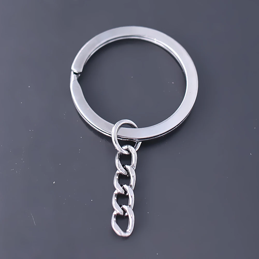 Wholesale Lots 30mm Polished Silver Circle Keyring DIY Keychain Short