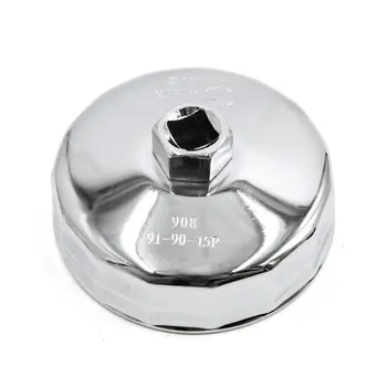 

uxcell a17122300ux0135 90mm Inner Dia 15 Flutes Steel Car Oil Filter Cap Wrench Housing Remover Tool