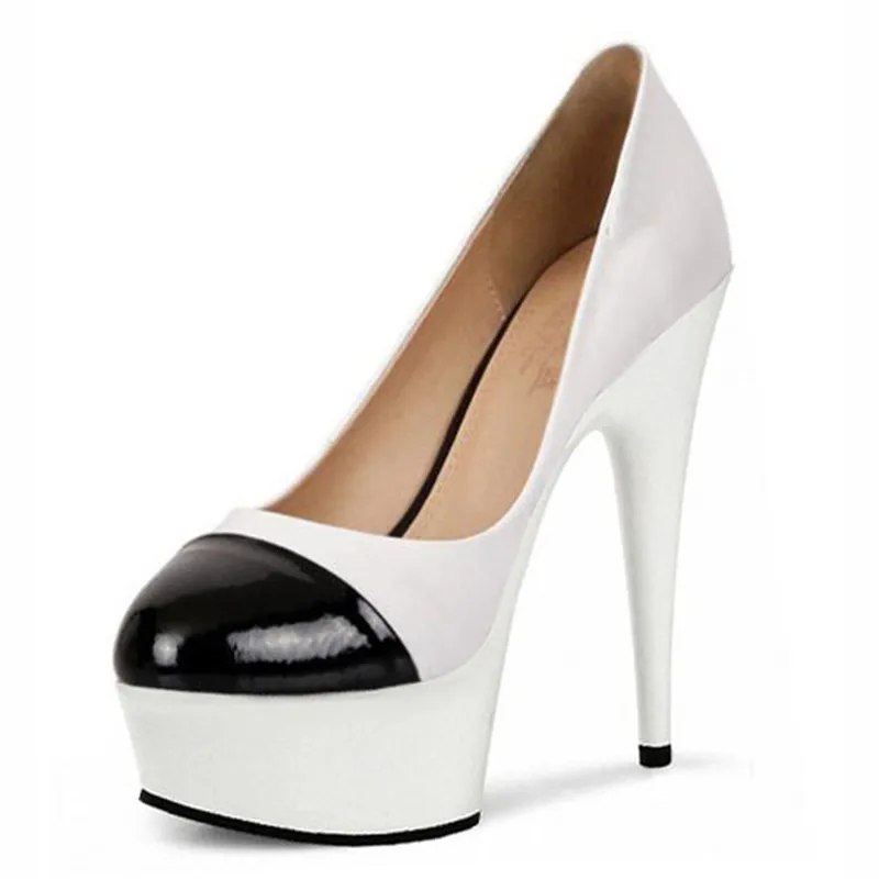 Women Round Toe Height Platform Extreme High Heels Shoes 15CM Snake Sexy Pumps Nightclub Evening Party  Dance Shoes