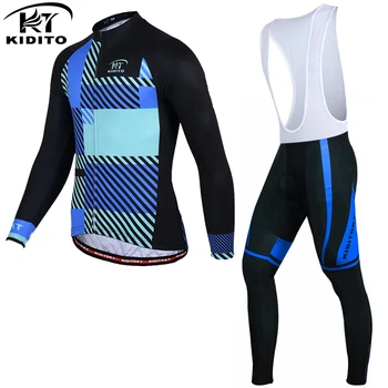 

KIDITOKT Long Sleeve Cycling Clothing Mountain Bicycle Cycling Jersey Set Autumn Racing Bike Clothes With 3D Gel Pad Pants