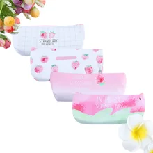 Горячая Распродажа модная Милая Розовая Клубничная Сумка кожаный кошелек для монет Водонепроницаемая Портативная сумка для хранения ручки товары для школьников