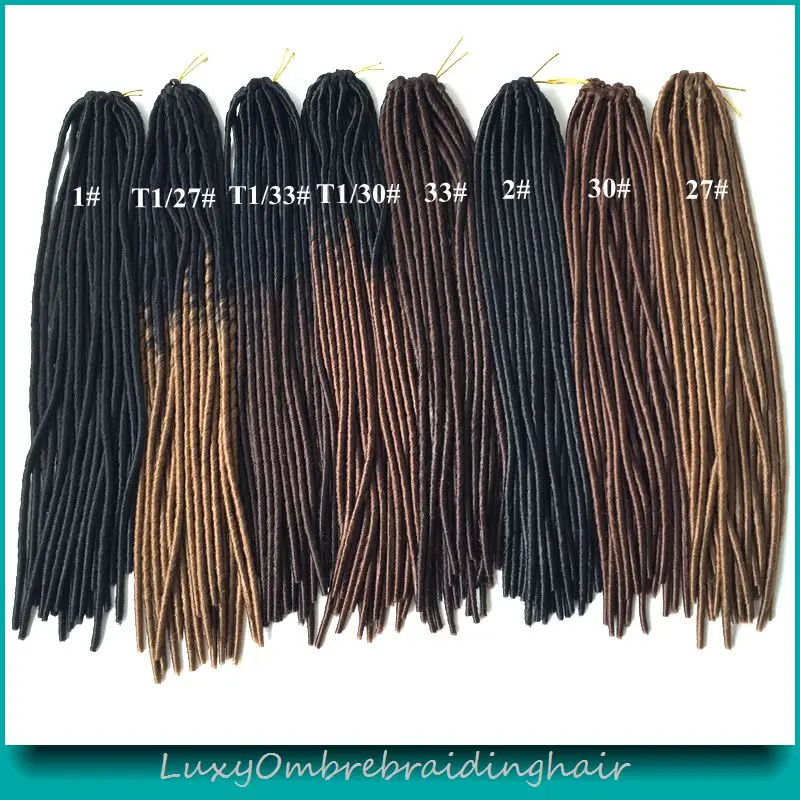 20 Ombre Black 30 Medium Auburn Brown Color Faux Locs Crochet Braids Pre Braided Synthetic Soft Dreadlocks Braids