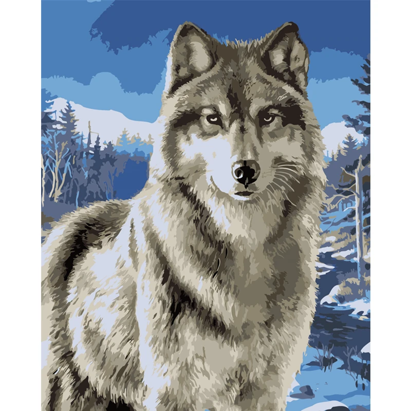 

Big Wolf Hand Made Paint High Quality Canvas Beautiful Painting By Numbers Surprise Gift Great Accomplishment