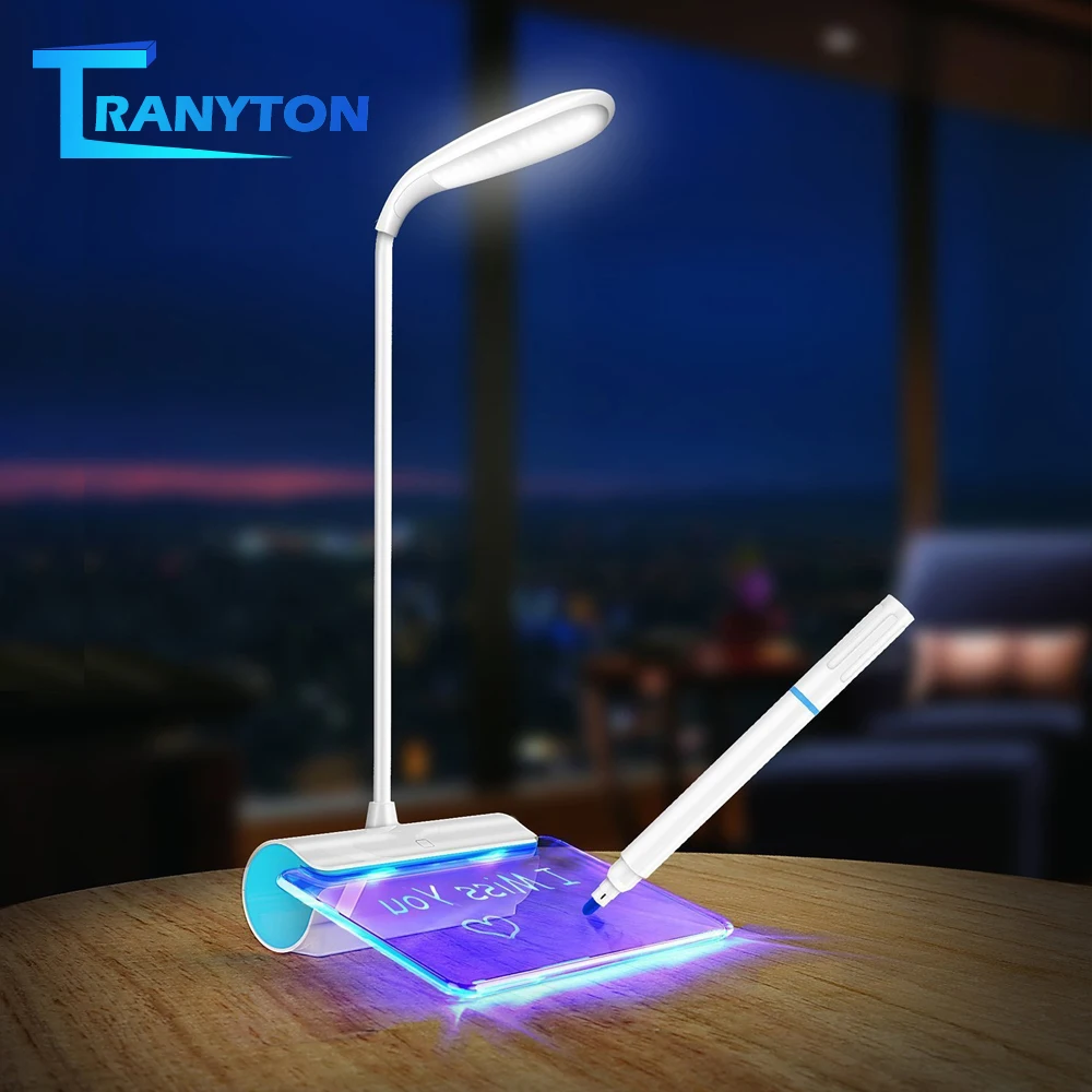

Creative LED Night Light with Message Board Student Kids Reading Desk Lamp USB Rechargeable Touch Switch Dimmable Table Lamps