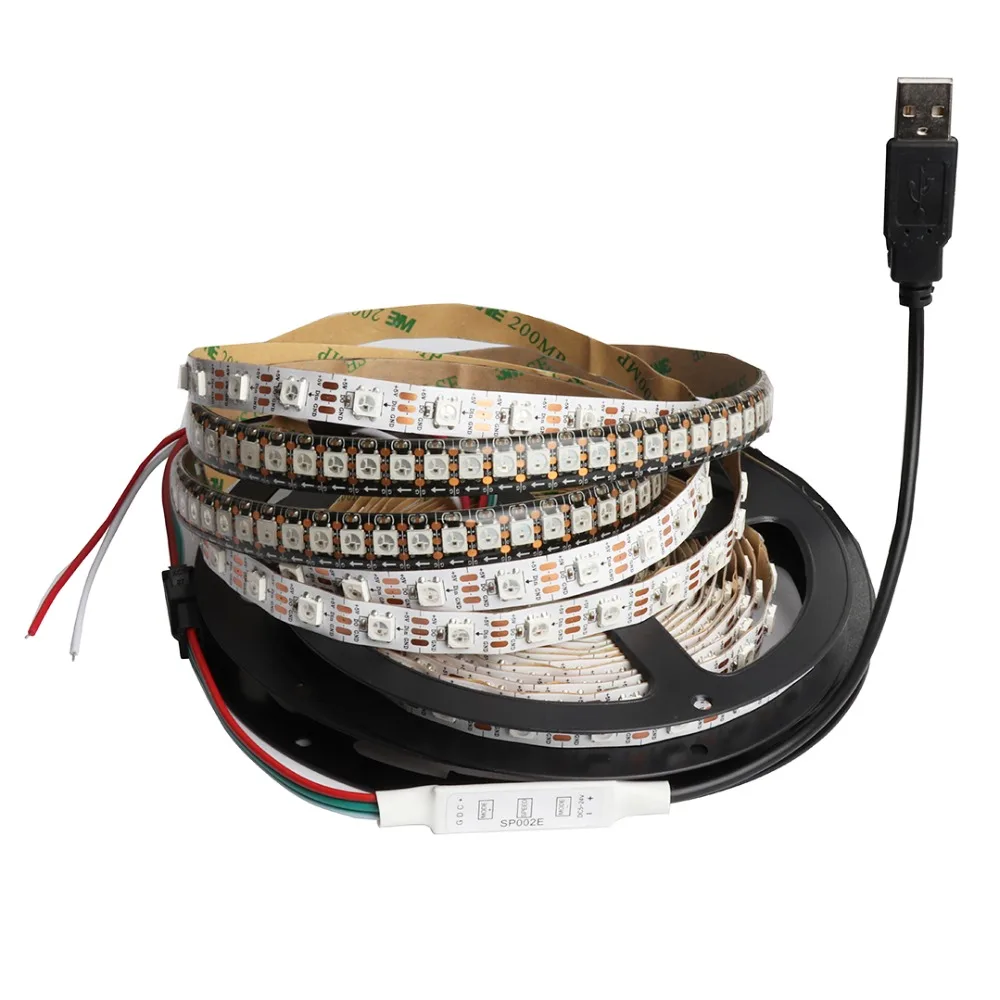 

WS2812B addressable RGB LED Strip waterproof with controller WS2812 5V USB LED strip light TV backlight backgroud ribbon IL0