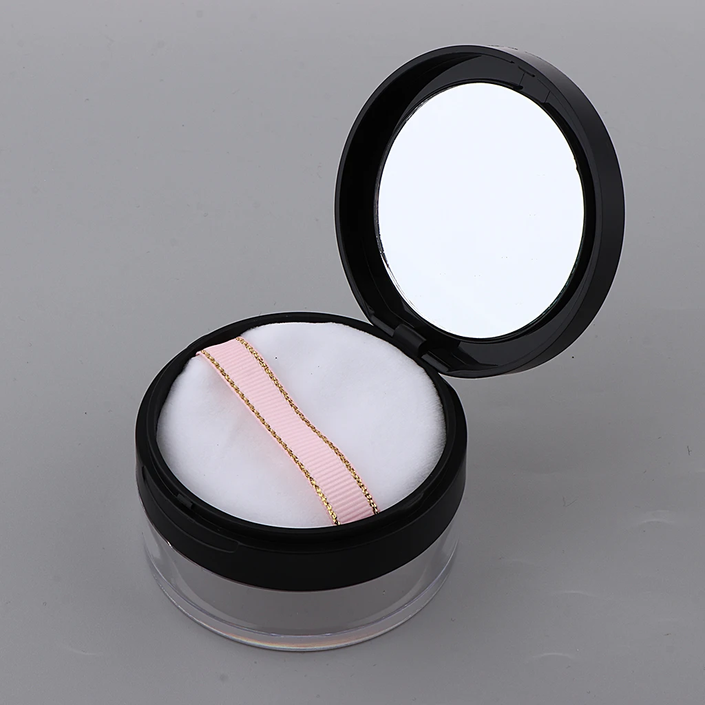 Empty Jar With Lid Setting Pretty Translucent Loose Powder Cosmetic Box Case with Makeup Mirror