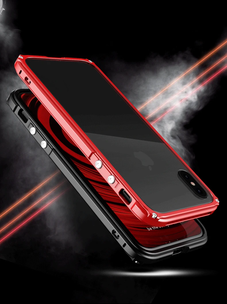 

BOBYT for iPhone X XS Unique Aluminum Protective Bumper Frame + Back Panel For iPhoneX 10 Single Or Dual Color Option