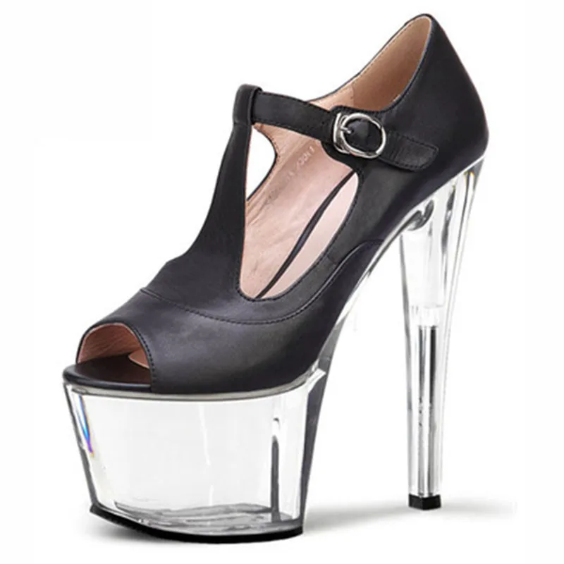 17 cm high heels, American and European club shoes with big mouth size, sky-high high heels, banquet women's Dance Shoes