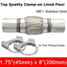 Exhaust Clamp-on Flexi Tube Joint Flexible Pipe Repair 1.75″ x 8″ 45x 200mm Flex