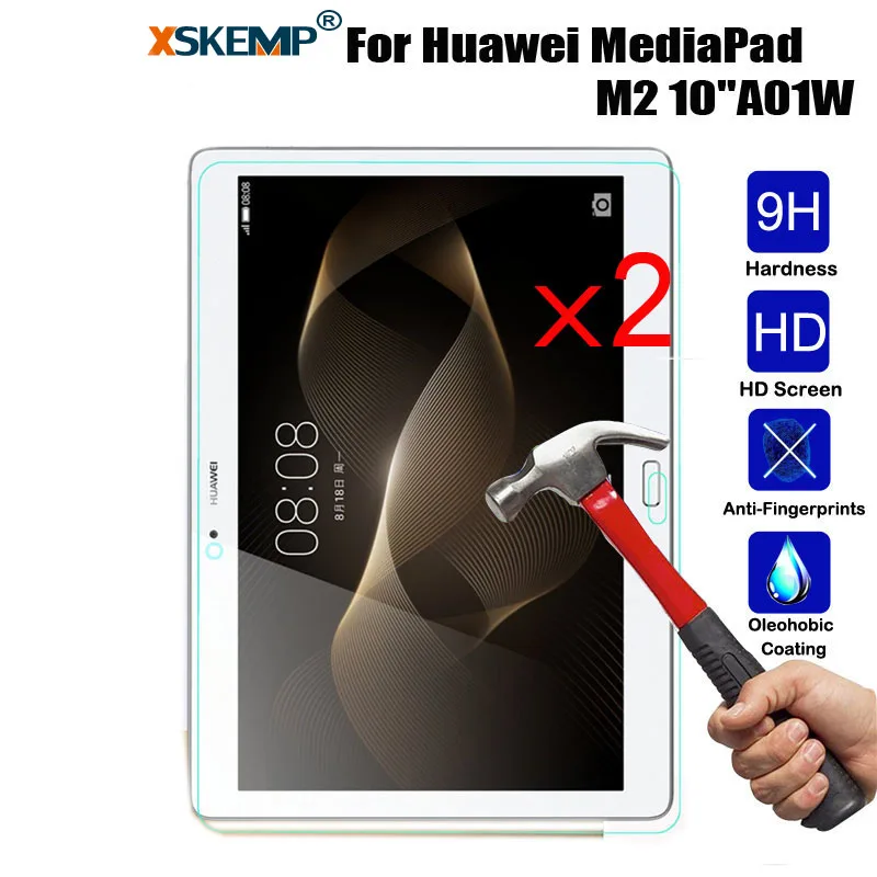 XSKEMP 2Pcs/Lot 0.3mm Transparent Real Tempered Glass For Huawei MediaPad M2 10&quot A01W Ultra Clear Tablet Screen Protector Film |