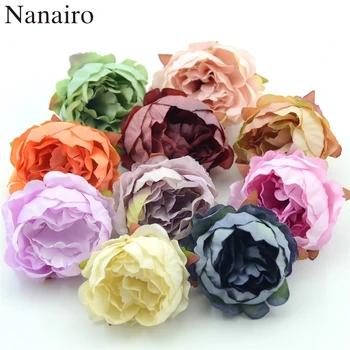 

20 pieces 5cm Artificial Peony Flower Head For Wedding Decoration DIY Decorative Wreath Fake European Fall Vivid Silk Flowers