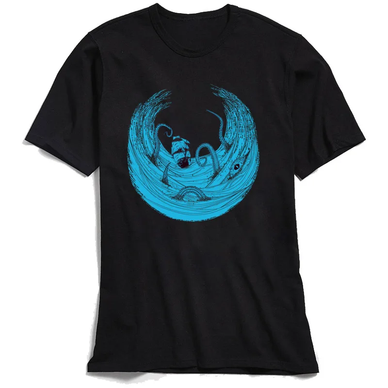 Krakens Whirlpool Tops Tees 2018 New Crew Neck Casual Short Sleeve Cotton Fabric Mens T Shirt Hip hop Clothing Shirt Krakens Whirlpool black
