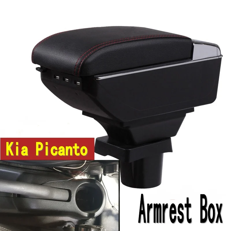 For kia picanto armrest box central Store content Storage box armrest box with cup holder ashtray USB interface for chery tiggo 2 3x 2016 2017 2018 armrest box central store content box with cup holder ashtray decoration with usb interface