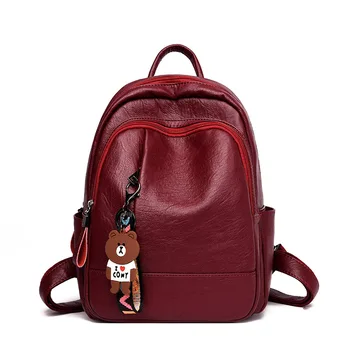 

2019 Fashion Women Leather Backpack Woman Backpacks Female Travel Shoulder Bag College Wind Preppy School Bags For Teenage Girls