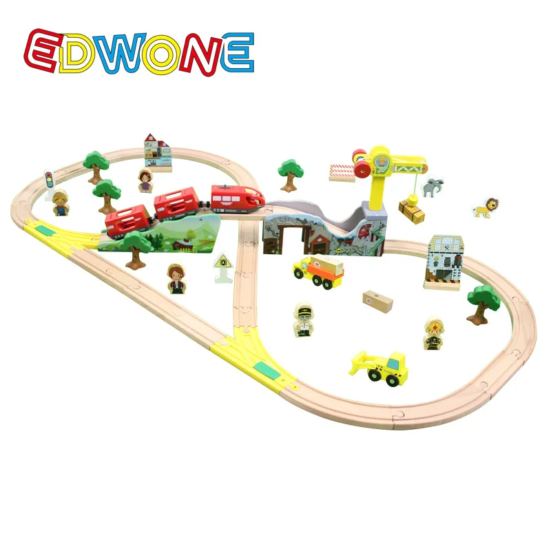 

EDWONE 70PCS Tracks Set Thomas Electric Train Color Bridge Wooden Railway Track Thomas Xmas Gifts For Kids