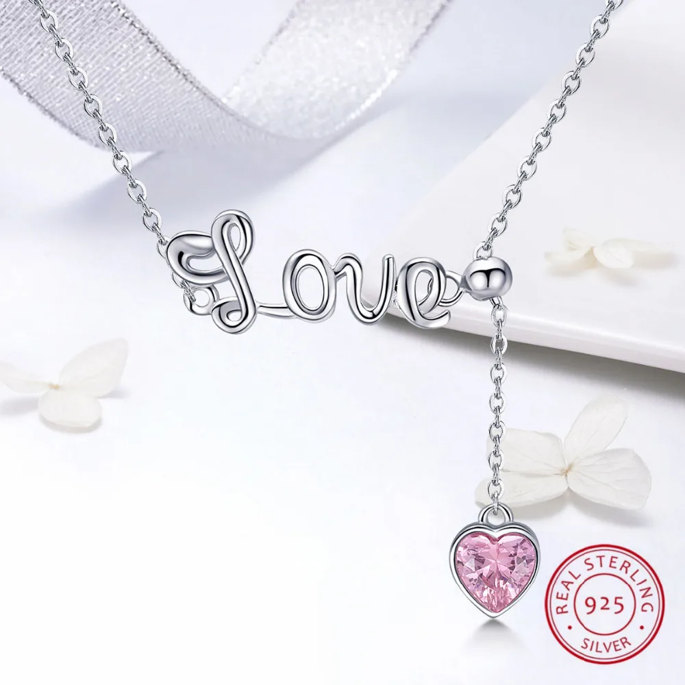 

925 Sterling Silver Jewelry Korean Fashion True Meaning of Love Creative Female Personality Pendant Necklace High Quality