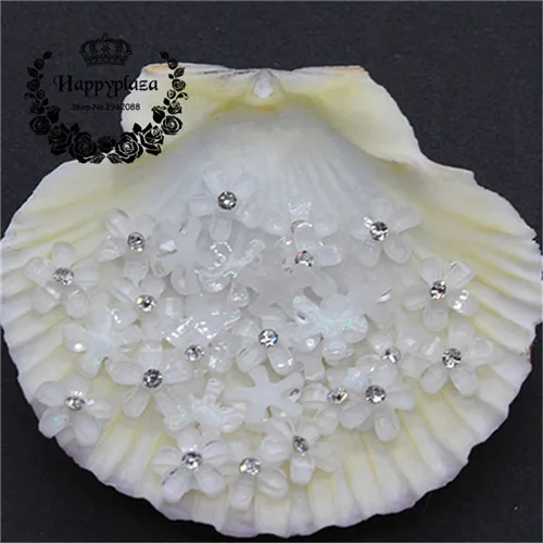 100pcs 10mm Glitter Rhinestone Resin Five-Petal Little Flowers Resin Flatback Cabochon DIY Jewelry/Phone Decoration - Цвет: white 100pcs