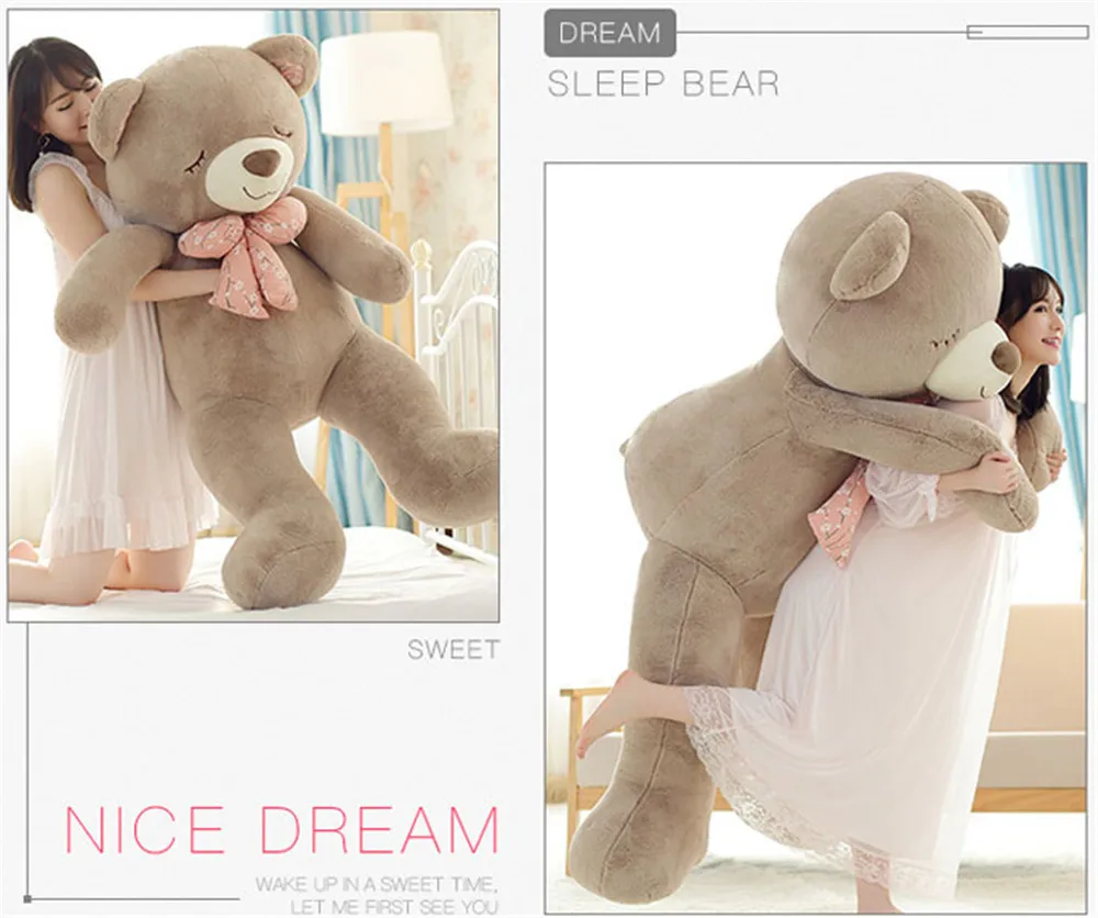 Fancytrader Soft Jumbo Teddy Bear Doll Giant Stuffed Sleeping Face Bear with Bow Plush Toys12