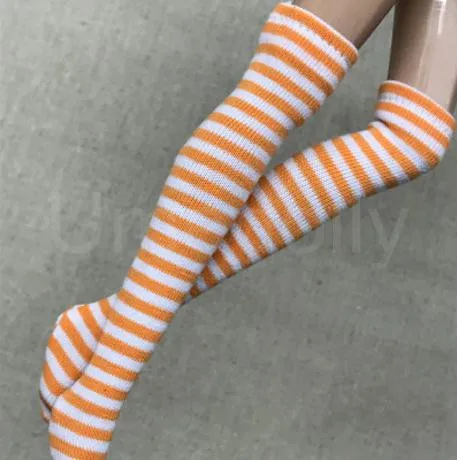 1 пара модных чулок в полоску Blyth Doll подходит для Licca, Azone, Momoko, OB, Barbies 1/6 кукольные носки аксессуары для одежды - Цвет: orange stripe