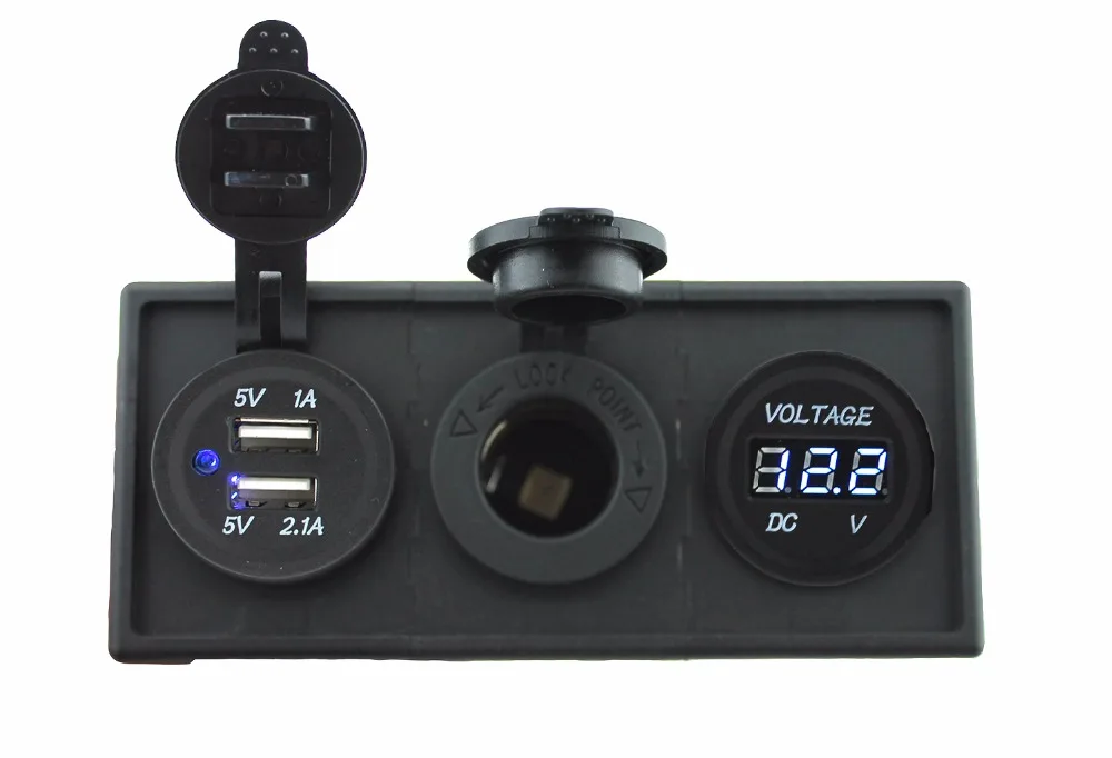 

IZTOSS 12V/24V Power charger,3.1A USB port and 12V voltmeter gauge with housing holder panel for car boat truck RV blue