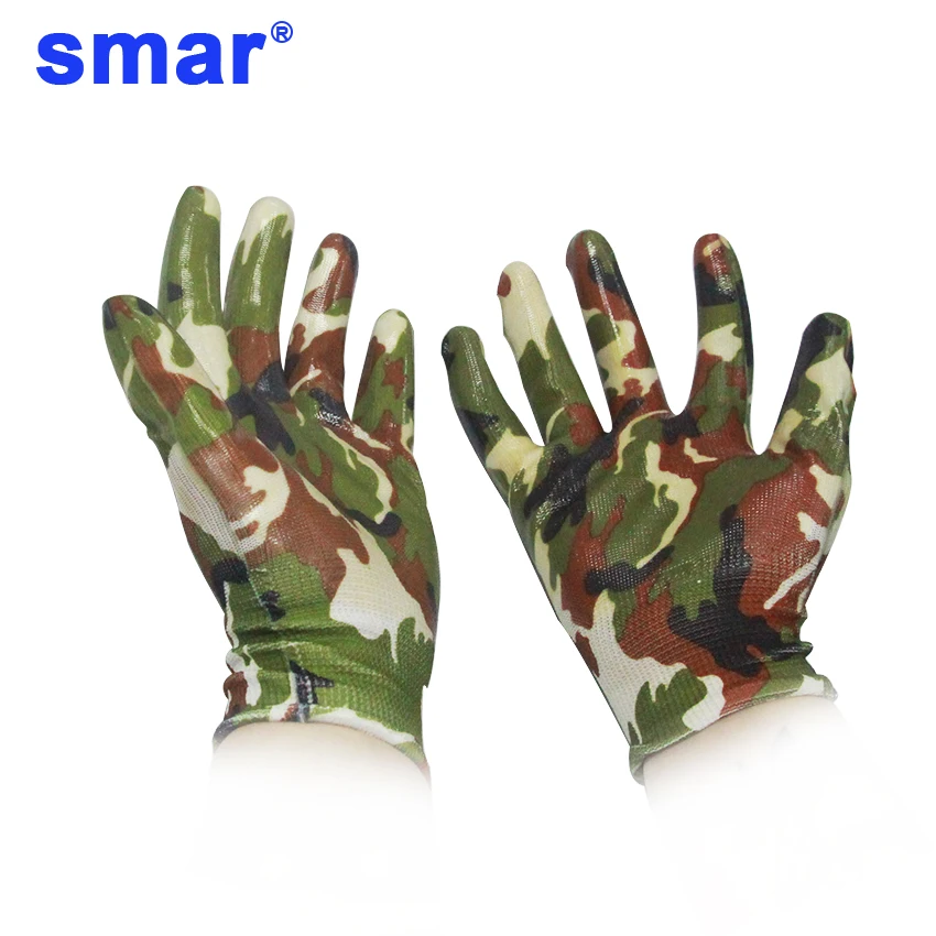 

Smar nitrile gloves women use Floral Wear Resistant Hands Protection Working PU Glove Green Gloves 12 Pairs Fast delivery