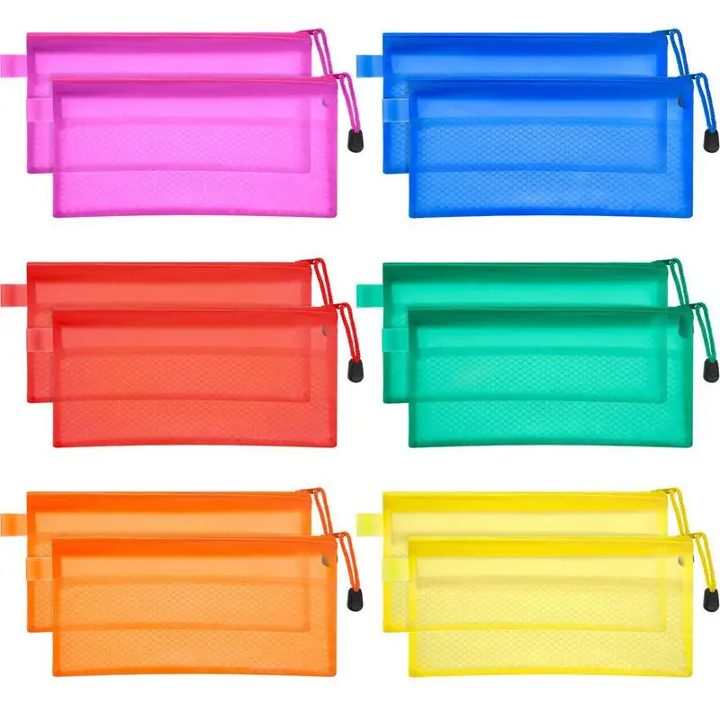 Горячая-12 штук 6 цветной карандаш сумка на молнии сумки для файлов Водонепроницаемый двойной слой для ручки сумка Косметика Поставки