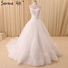 2017 White Feathers Tiered Fashion Wedding Dresses Sleeveless Sexy Tulle Bridal Train Wedding Gown Robe De Mariee