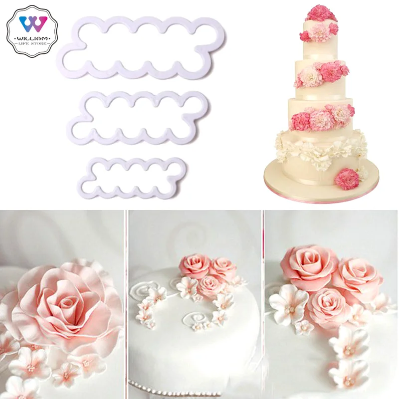 

3pcs/set Carnation print decoration rose printing decoration cutting mould and turning sugar Rose Flower Bake Mould