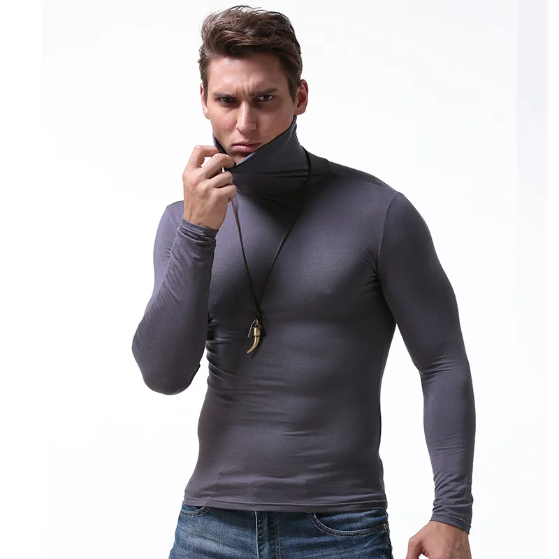 Underwear men modal elastic tight undershirt high neck long johns soft and breathable shapers