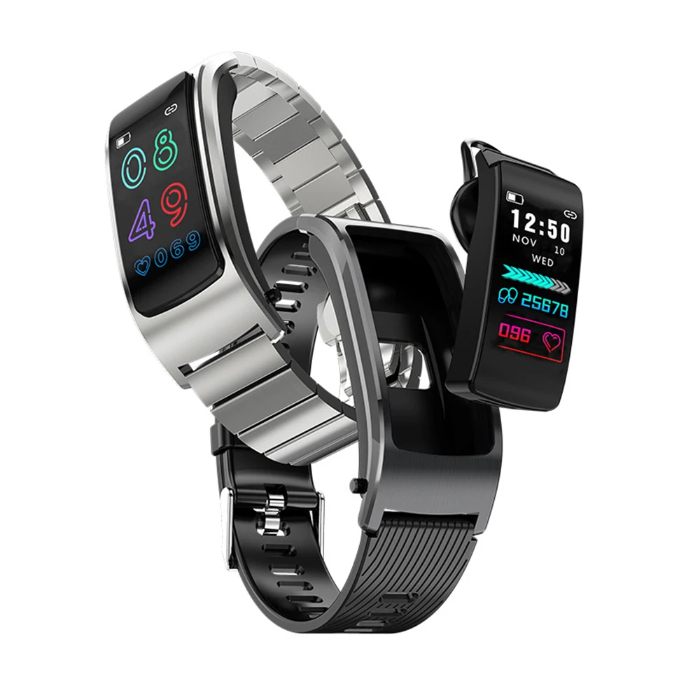 

Bluetooth Sport Smart Wristband Tracker With Detachable Earhook Music Call Earbud Heart Rate Monitor Bracelet SMS Call Reminder
