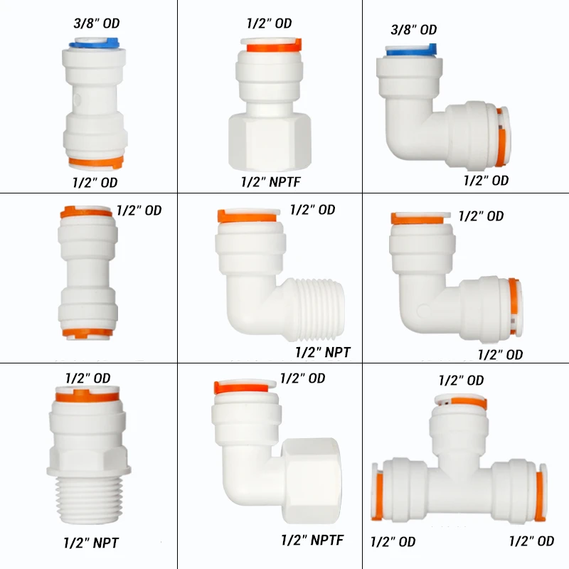 2 шт обратного осмоса RO быстрое соединение 1/2 дюймов OD шланг трубка 1/" 3/8" Женская пластиковая труба быстрые разъемы