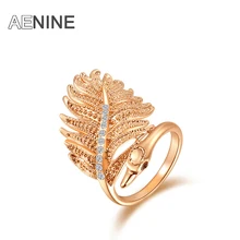 AENINE модные кольца в виде животных розового золота для женщин, обручальные кольца с кристаллами павлина, ювелирные изделия Anillos R150270183R